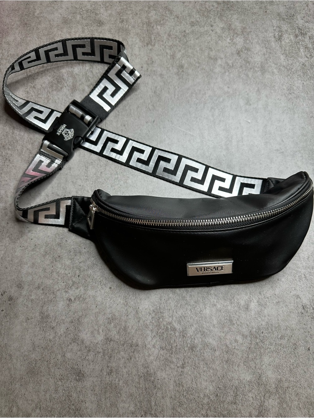 Versace Fragrances Belt Bag Black Greca Logo Crossbody Belt Bag